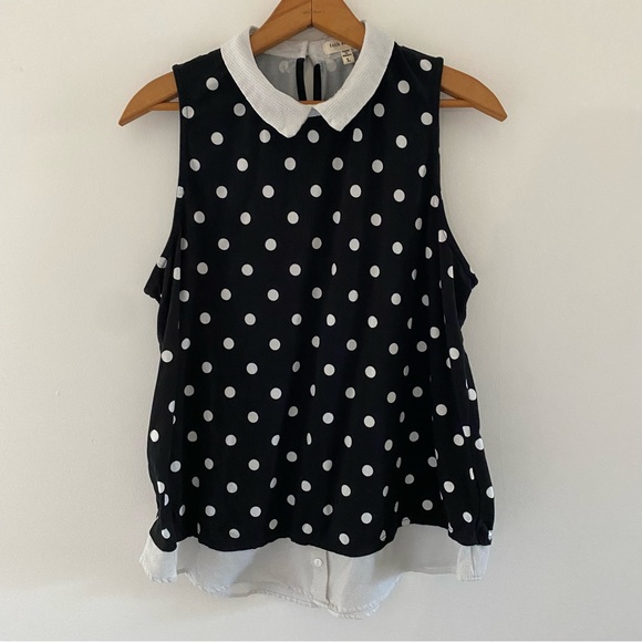 Faith and Joy polka dot layered tank top blouse size L - Picture 2 of 8